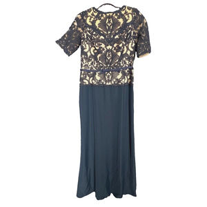 Tadashi Shogi Gown Womens 10 Griffon Long Blue Lace Cocktail MOB Formal